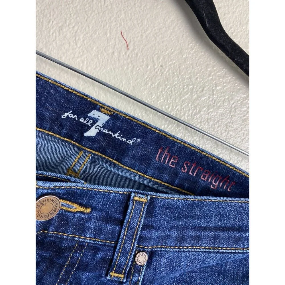 7 For All Mankind The Straight Leg Jeans Men Size 31 Medium Wash Denim Classic‎